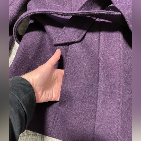 RW&CO Deep Purple Wool Blend Pea Coat with Belt ~ size Small - Picture 7 of 14